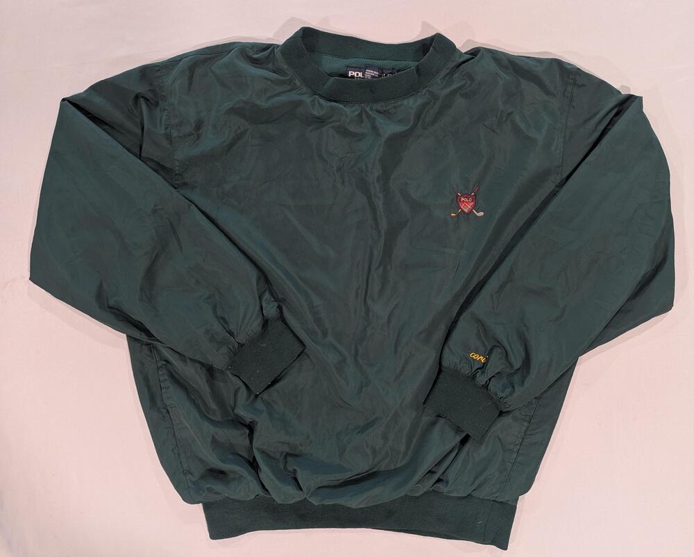 Polo Ralph Lauren Jacket Mens M Green Polo Golf Windbreaker Pullover Long Sleeve